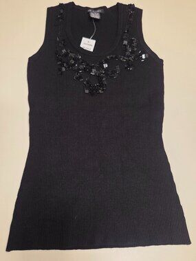 Cool Attitudes Black sequin Knit Tank Top